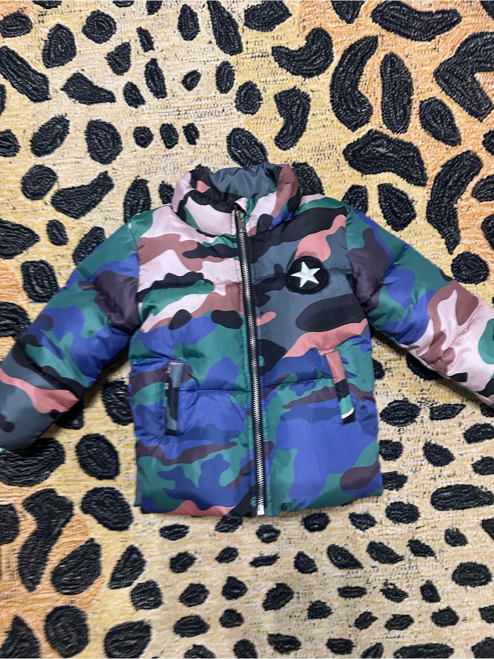 Lola + The Boys Multicolor Camouflage Puffer Jacket